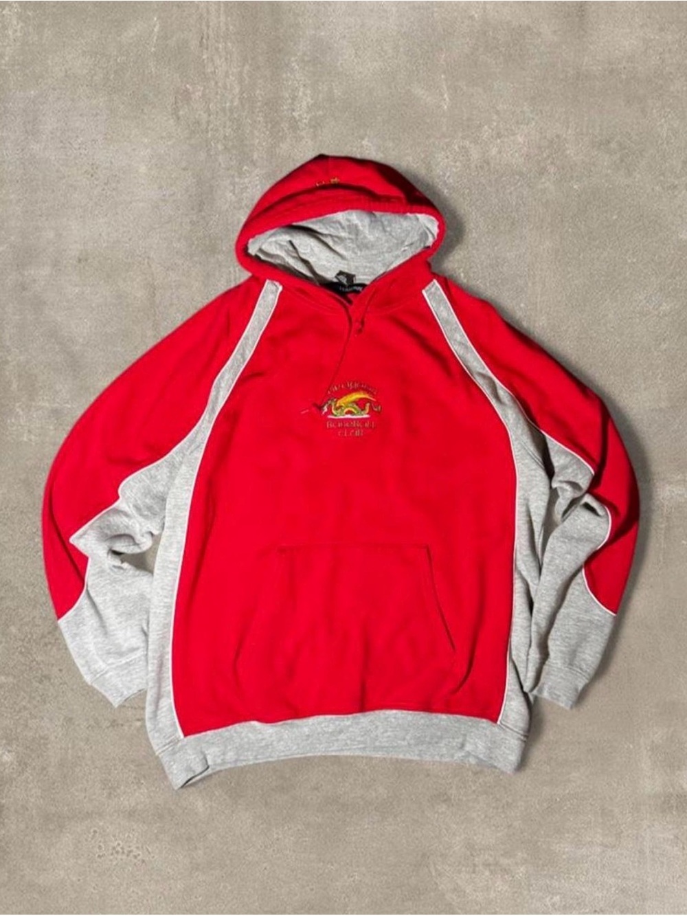 Holloway red with gray panels polyester hoodie